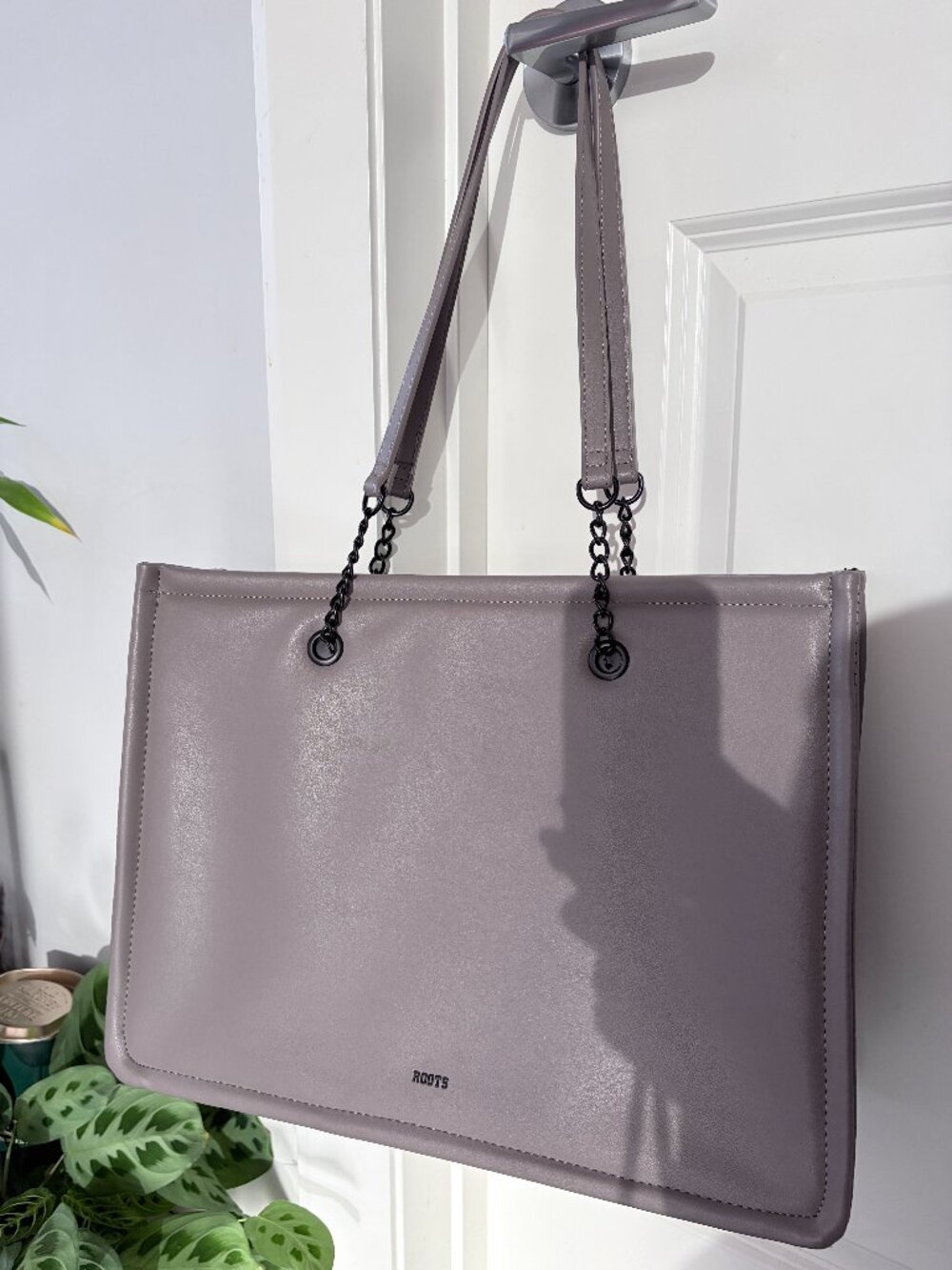 Roots Grey Faux Leather Shoulder Bag